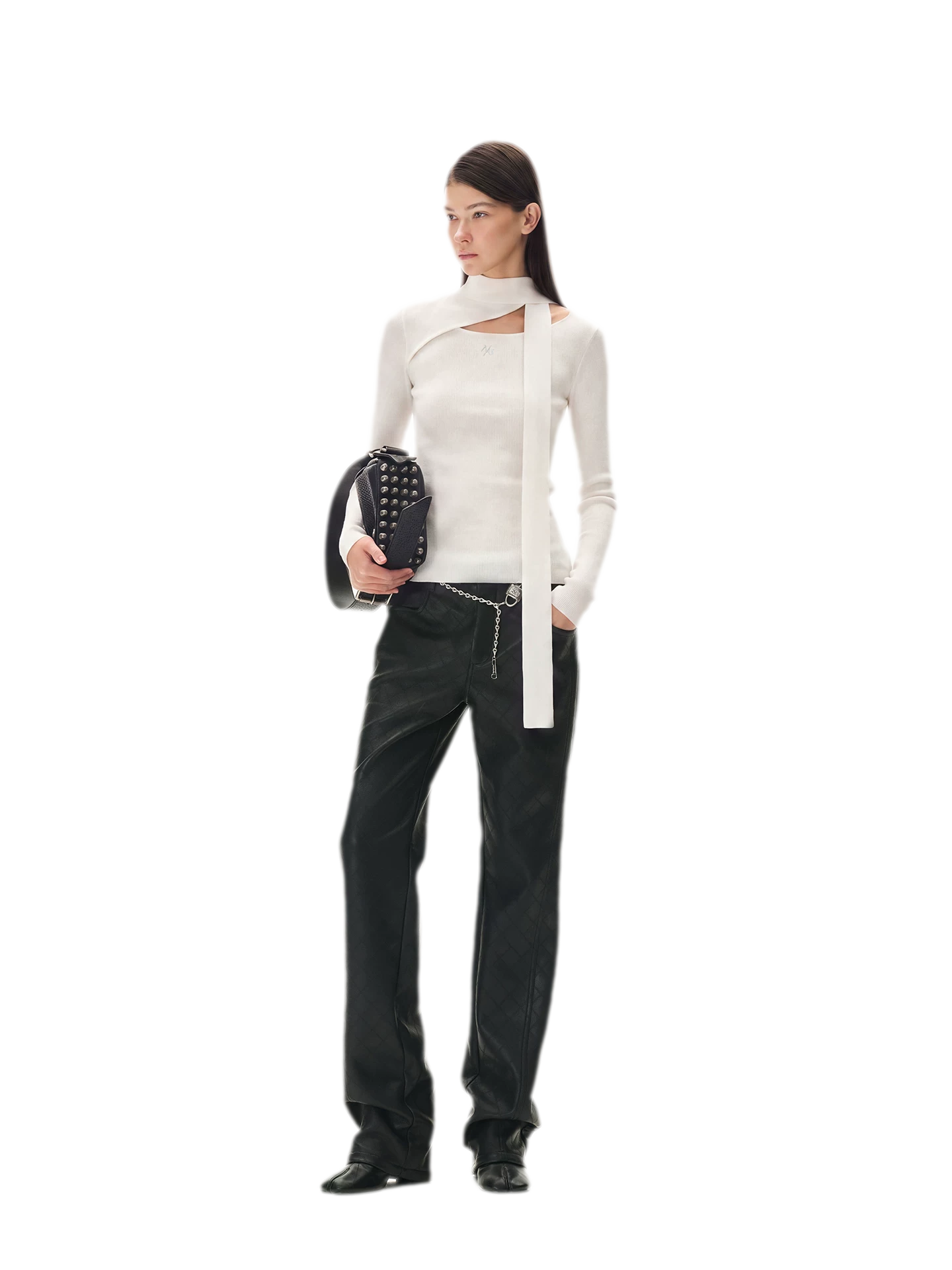 Diamond-Quilted Straight-Leg Pants