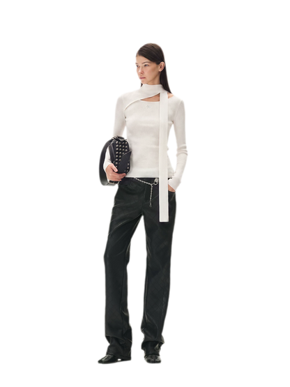 Diamond-Quilted Straight-Leg Pants