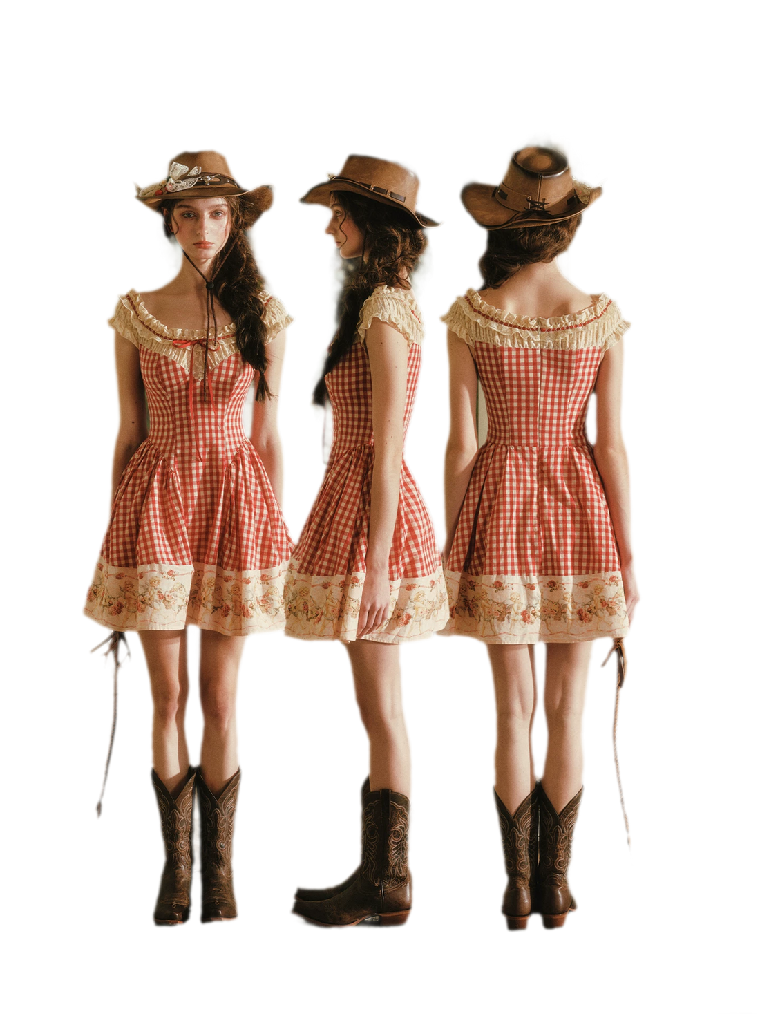 Gingham Lace Mini Dress