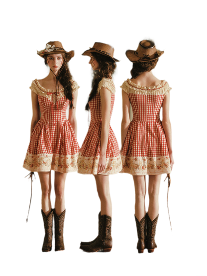 Gingham Lace Mini Dress