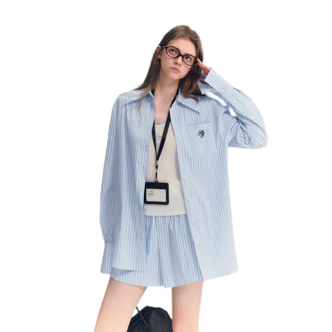 Striped Embroidered Shirt Set