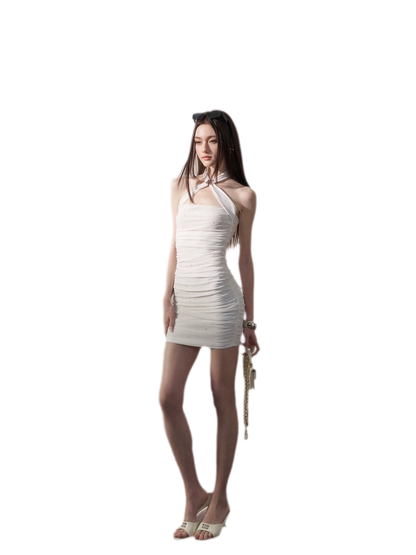 Sparkling Mesh Ruched Dress