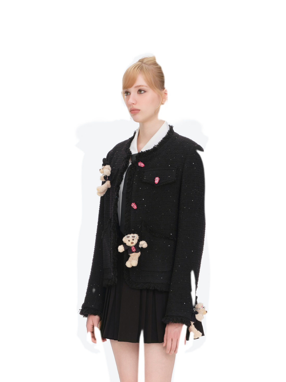 Textured Frayed Tweed Jacket