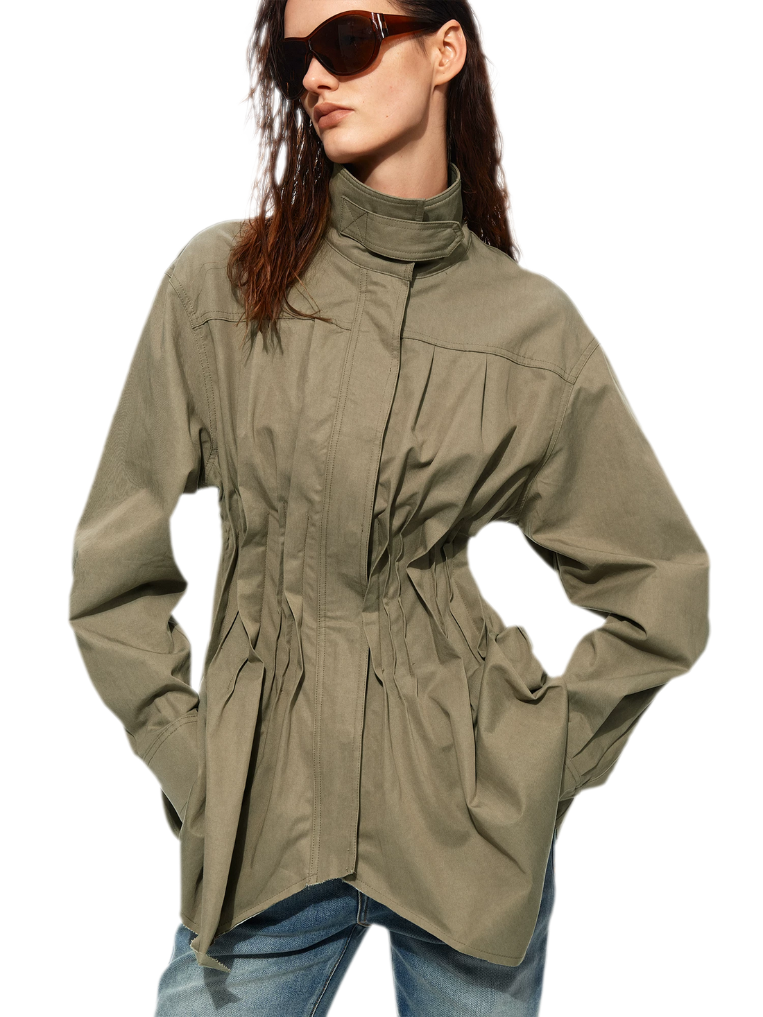 Pleated Fitted Utility Jacket