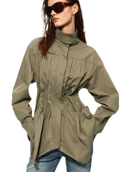 Pleated Fitted Utility Jacket
