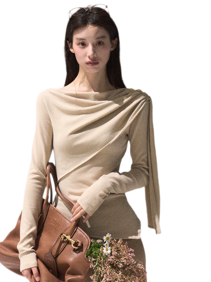 Draped Wrap Knit Top