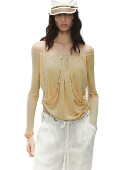 Tencel Wool Off-Shoulder Top