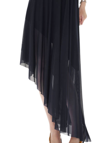 Mesh Splice Midi Dress