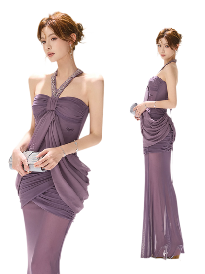 Mist Purple Mesh Fishtail Skirt