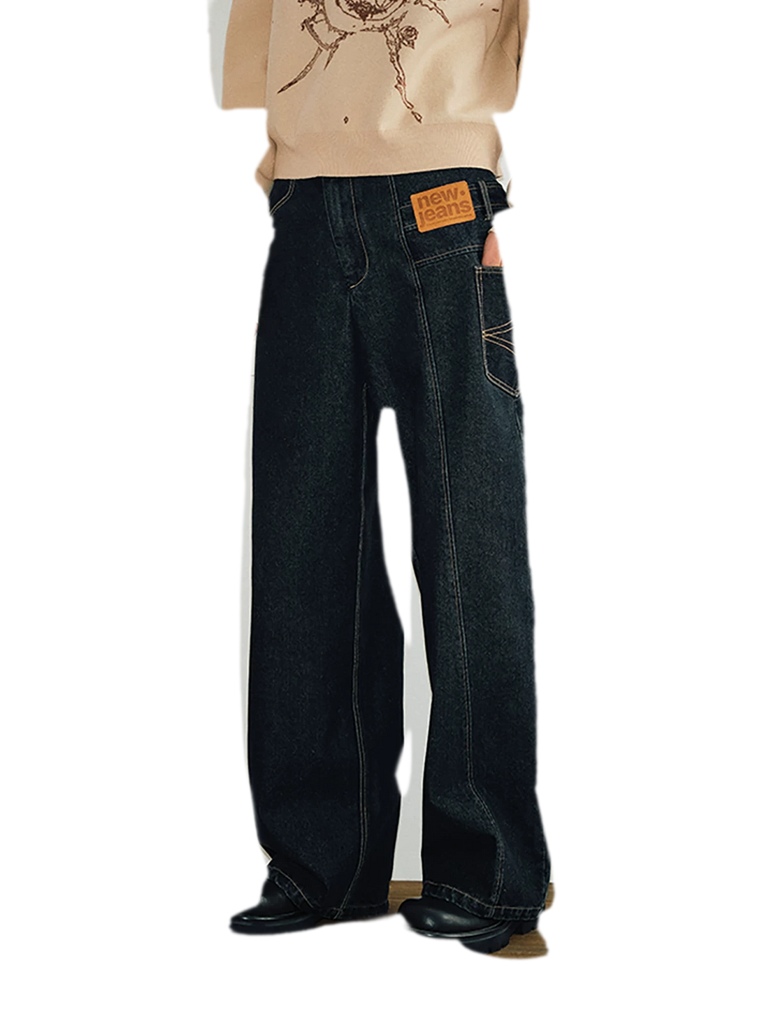 Deconstructed Straight-Leg Raw Denim Jeans