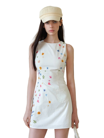 Summer Vintage Hand-Painted Floral Dress
