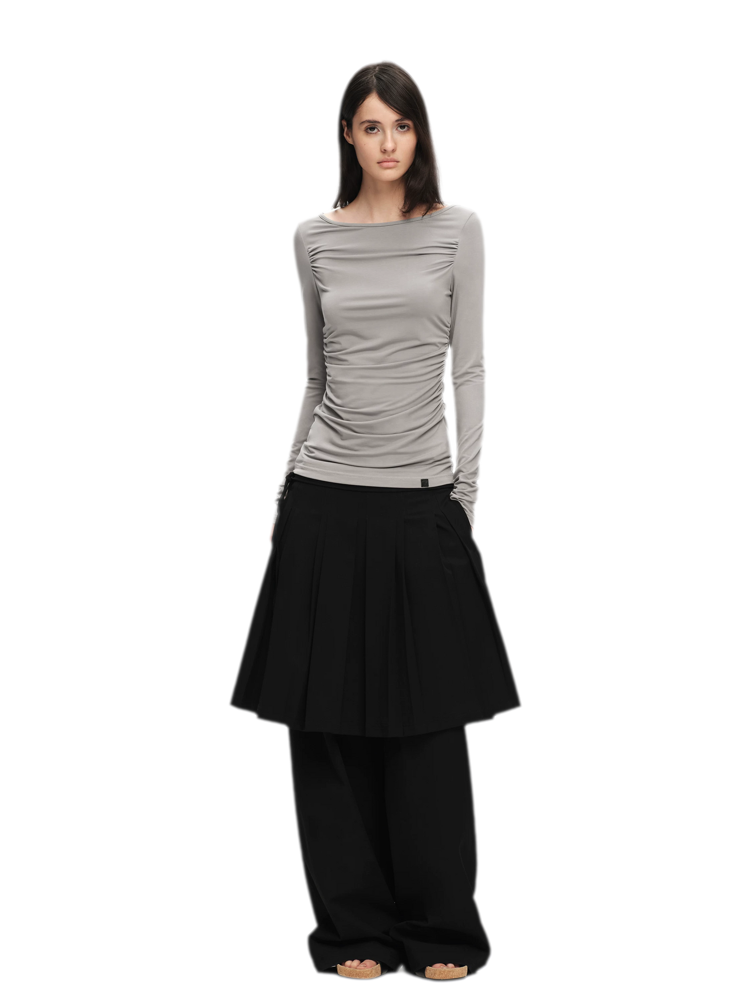 Pleated Layered Skirt Pants