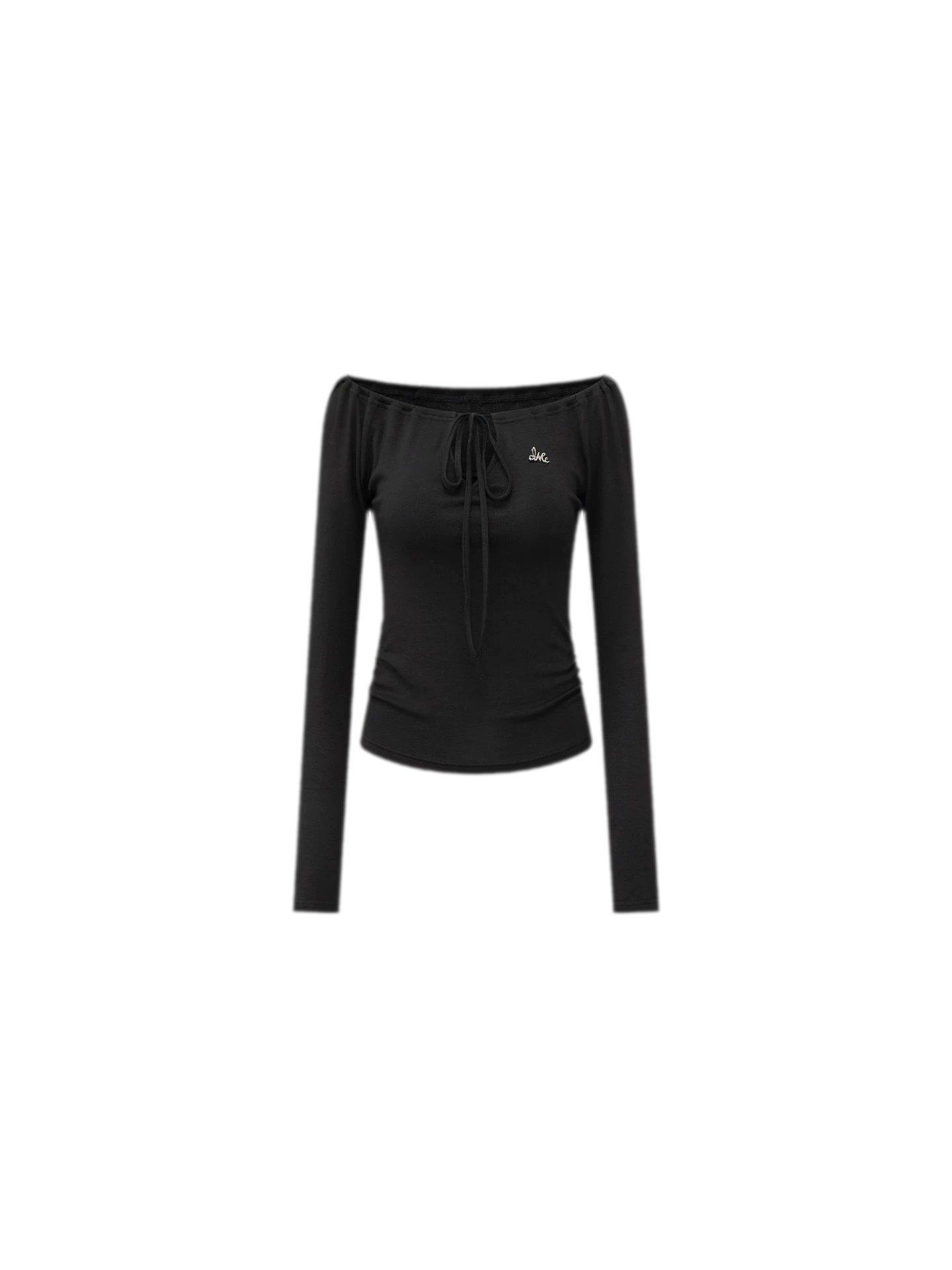 Drawstring Off-Shoulder Long-Sleeve Top
