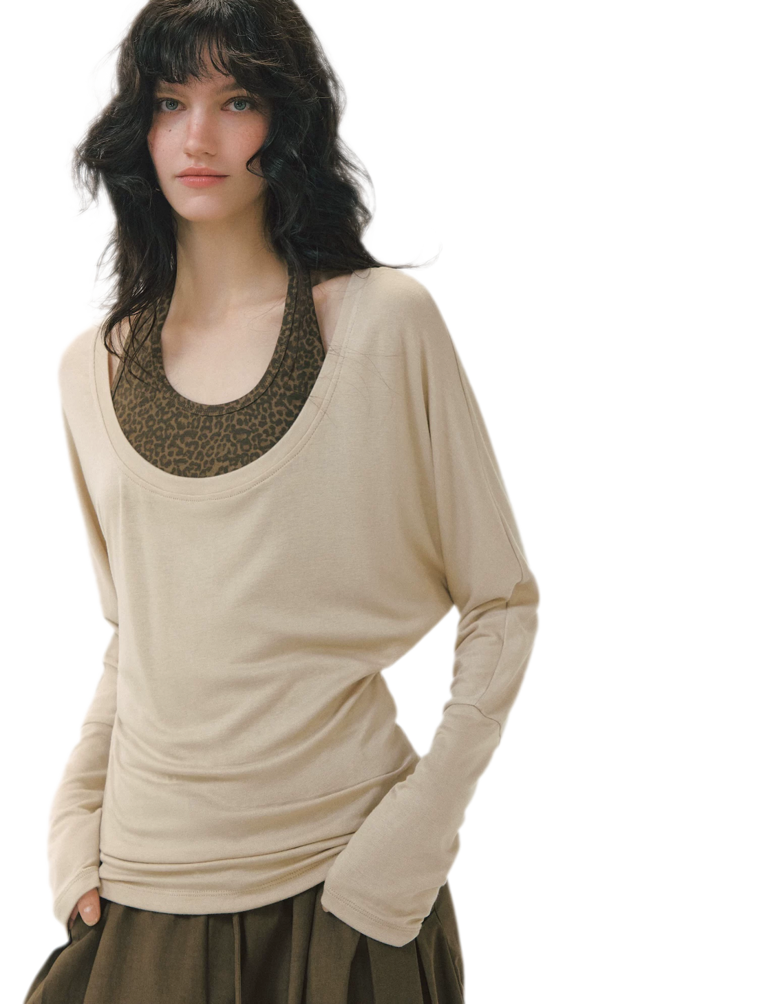 Leopard Layered Long-Sleeve T-Shirt