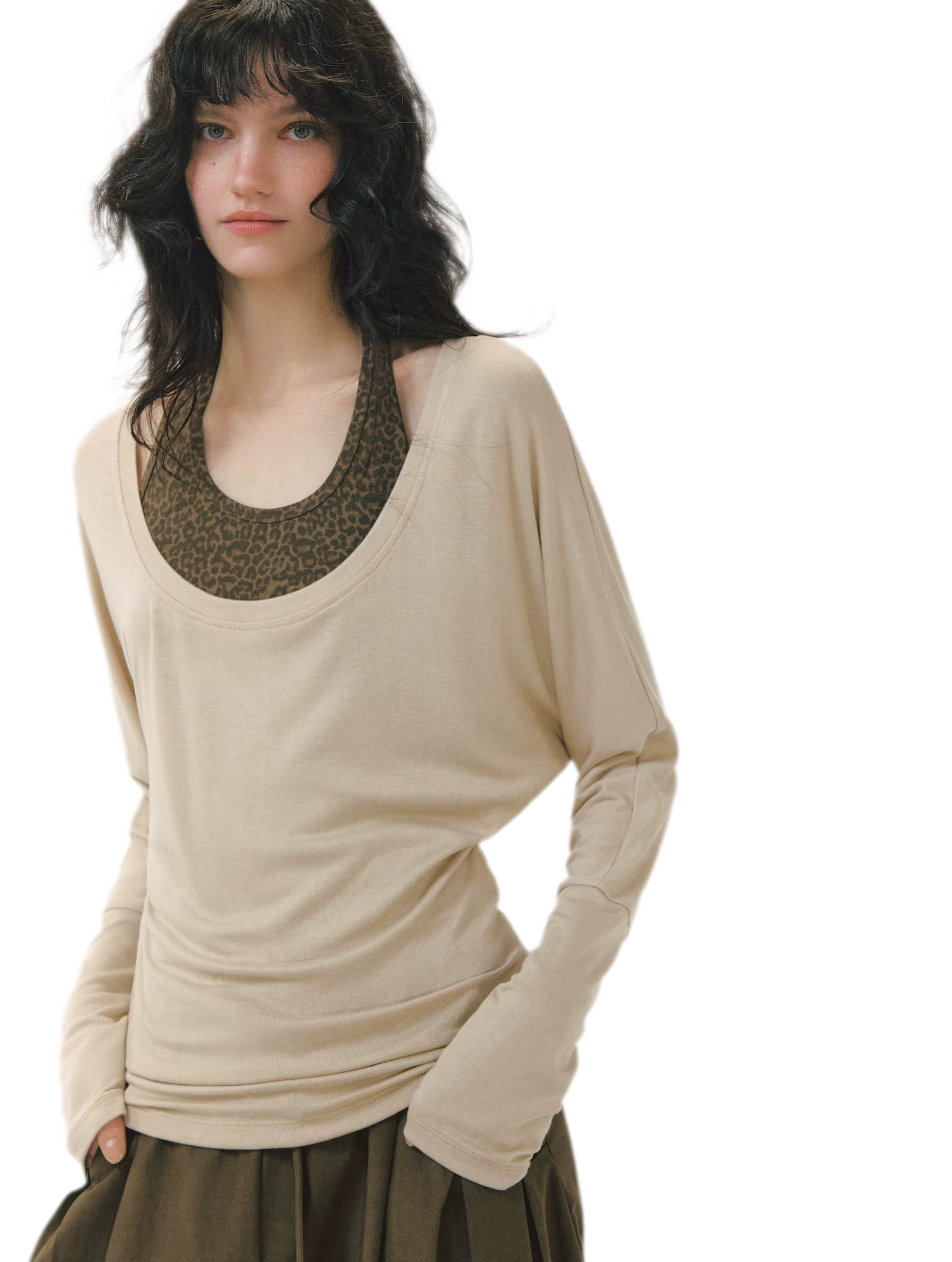Leopard Layered Long-Sleeve T-Shirt