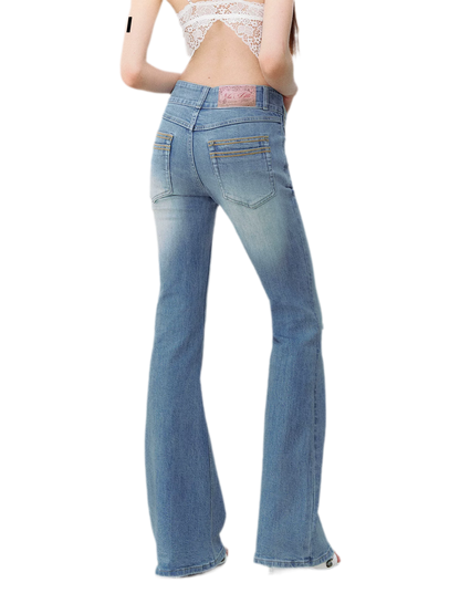 Model Vintage Washed Slim Flared Jeans