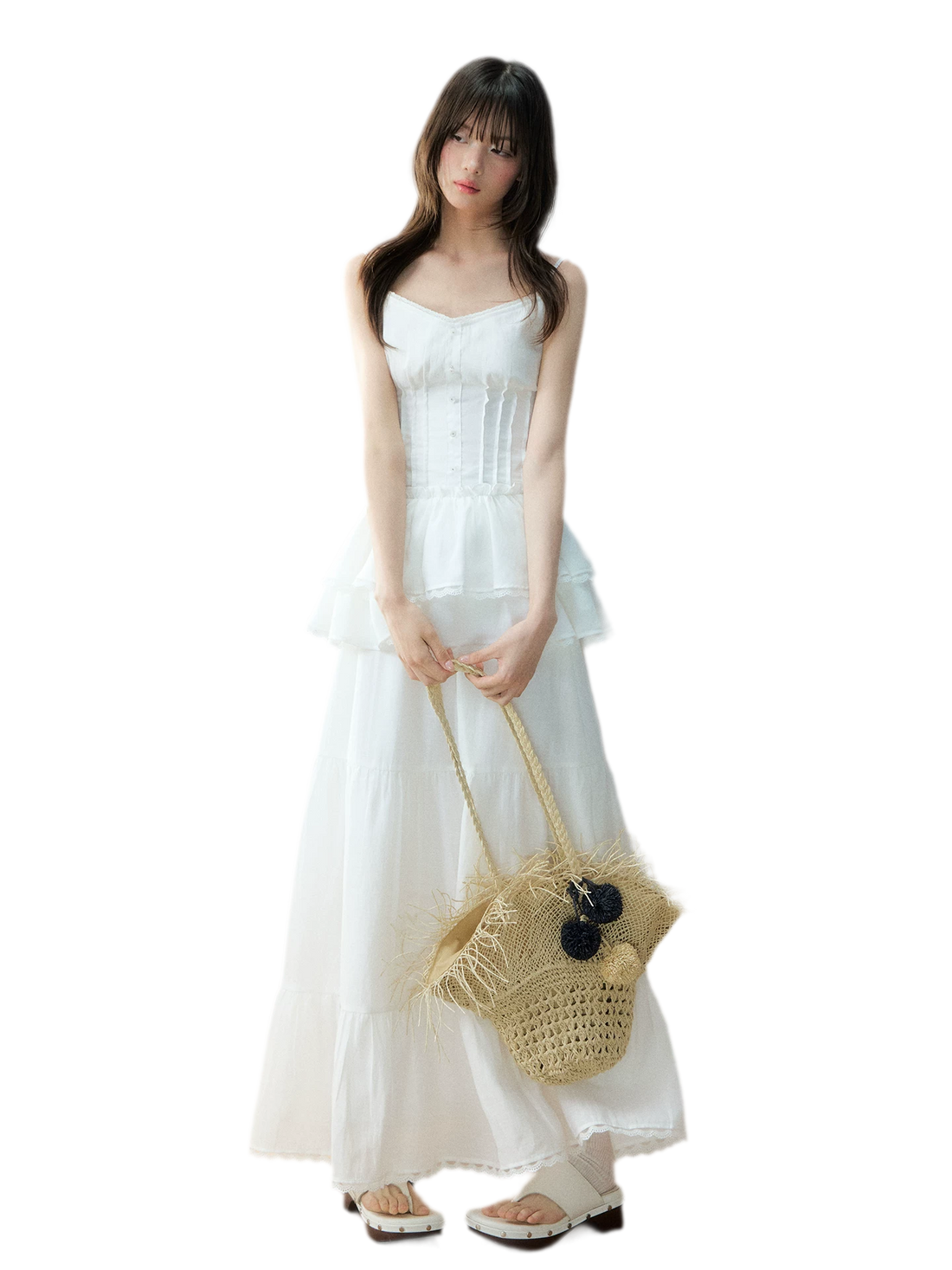White Linen Blend Cami &amp; Skirt Set