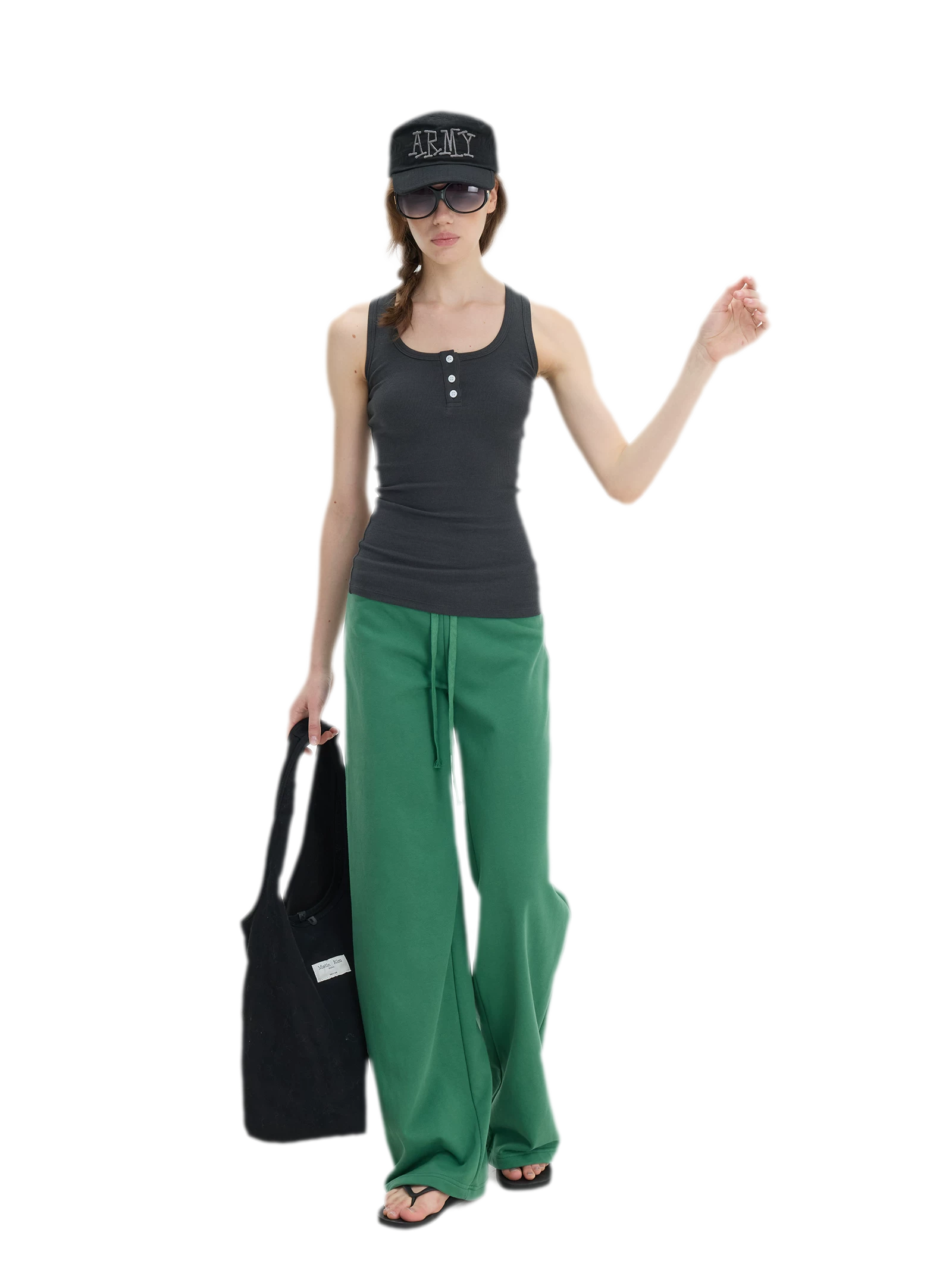Ribbed Slim-Fit Henley Tank