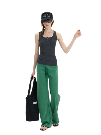 Ribbed Slim-Fit Henley Tank