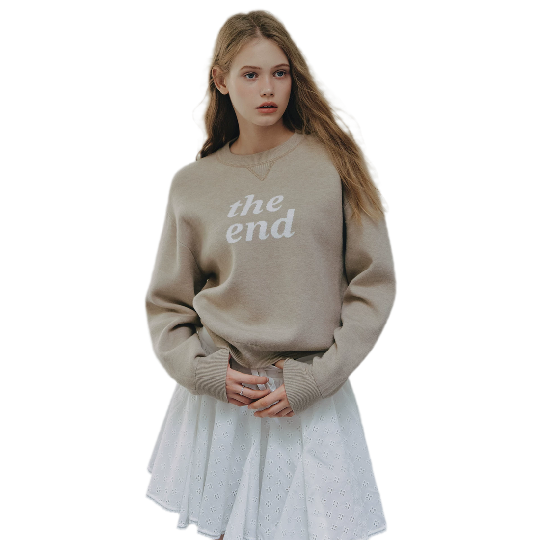 Jacquard Cropped Crewneck Sweater