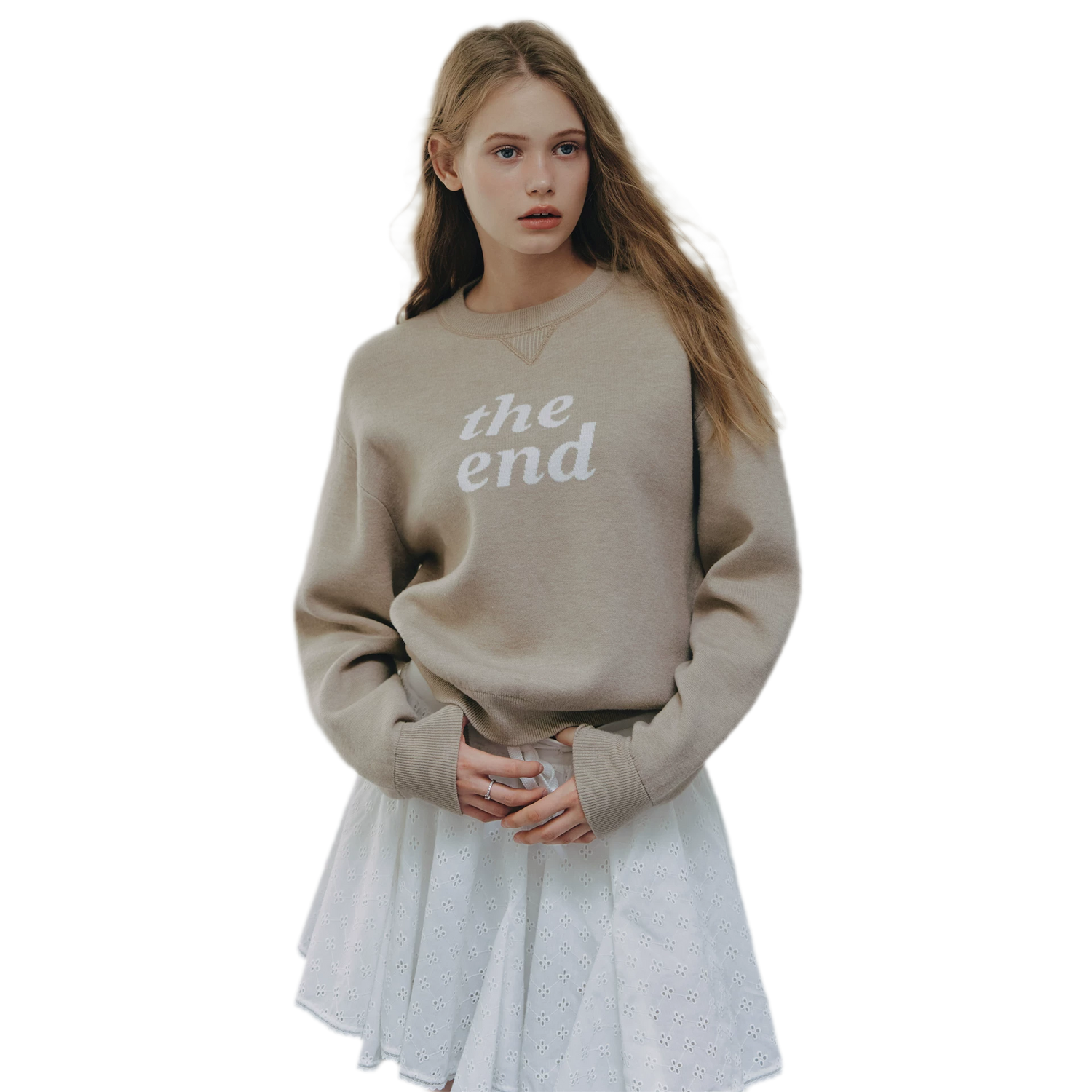 Jacquard Cropped Crewneck Sweater