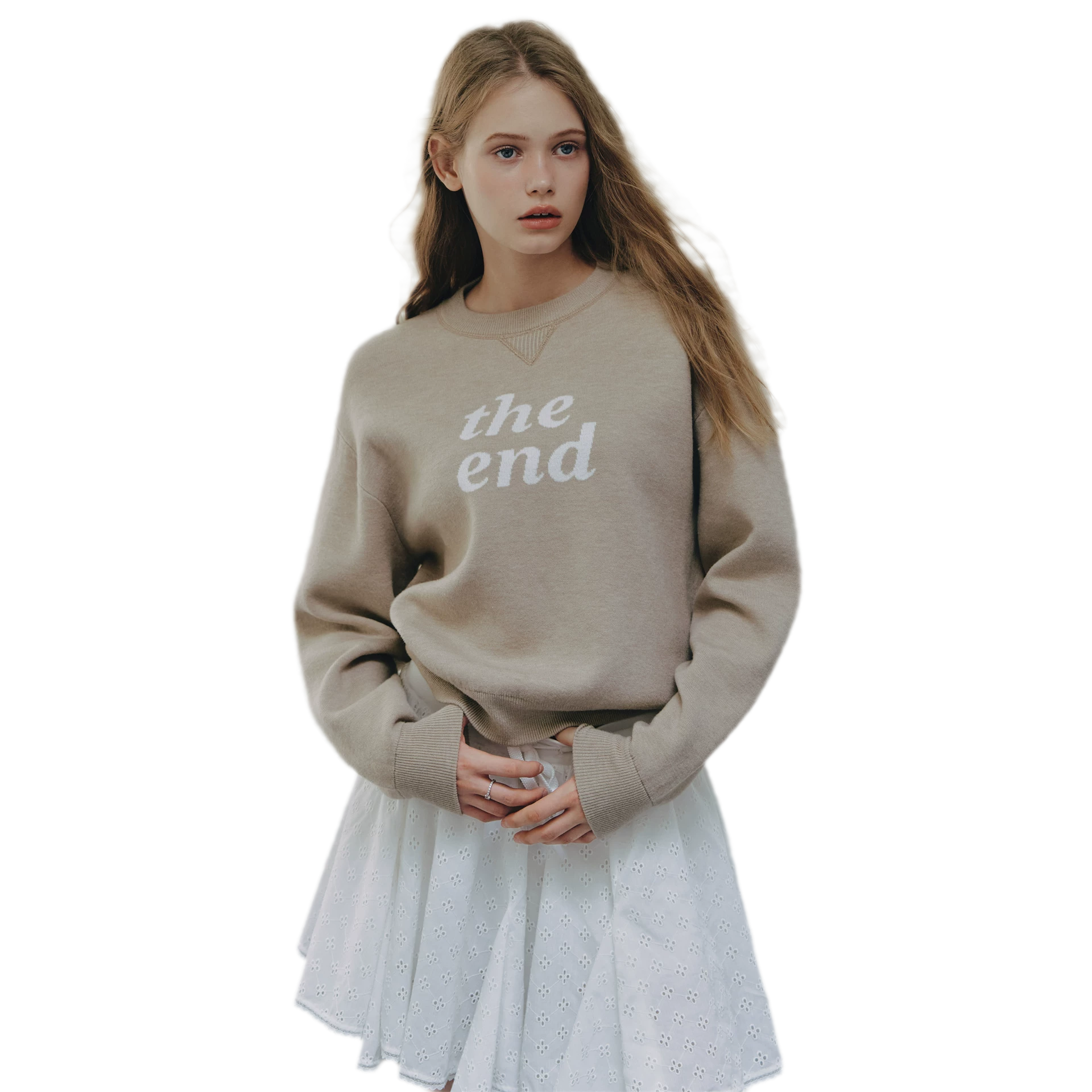 Jacquard Cropped Crewneck Sweater
