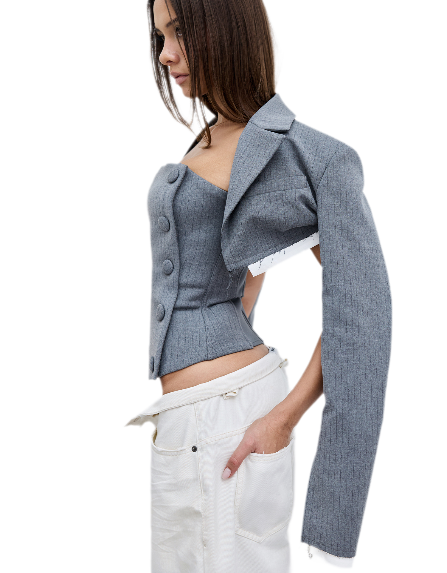 Deconstructive Cropped Suit Set
