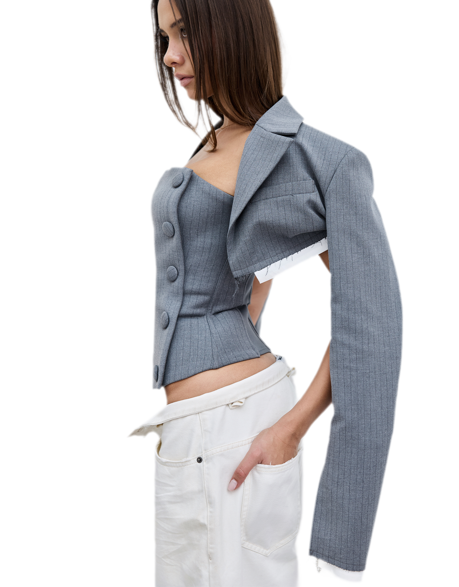 Deconstructive Cropped Suit Set