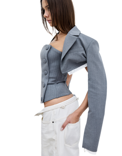 Deconstructive Cropped Suit Set
