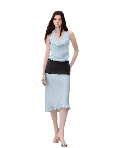 Mermaid Halter Neck Colorblock Dress