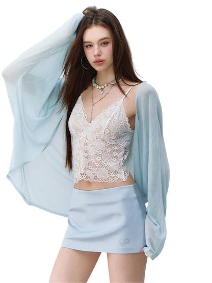 Lightweight Semi-Sheer Acetate Knit Cardigan