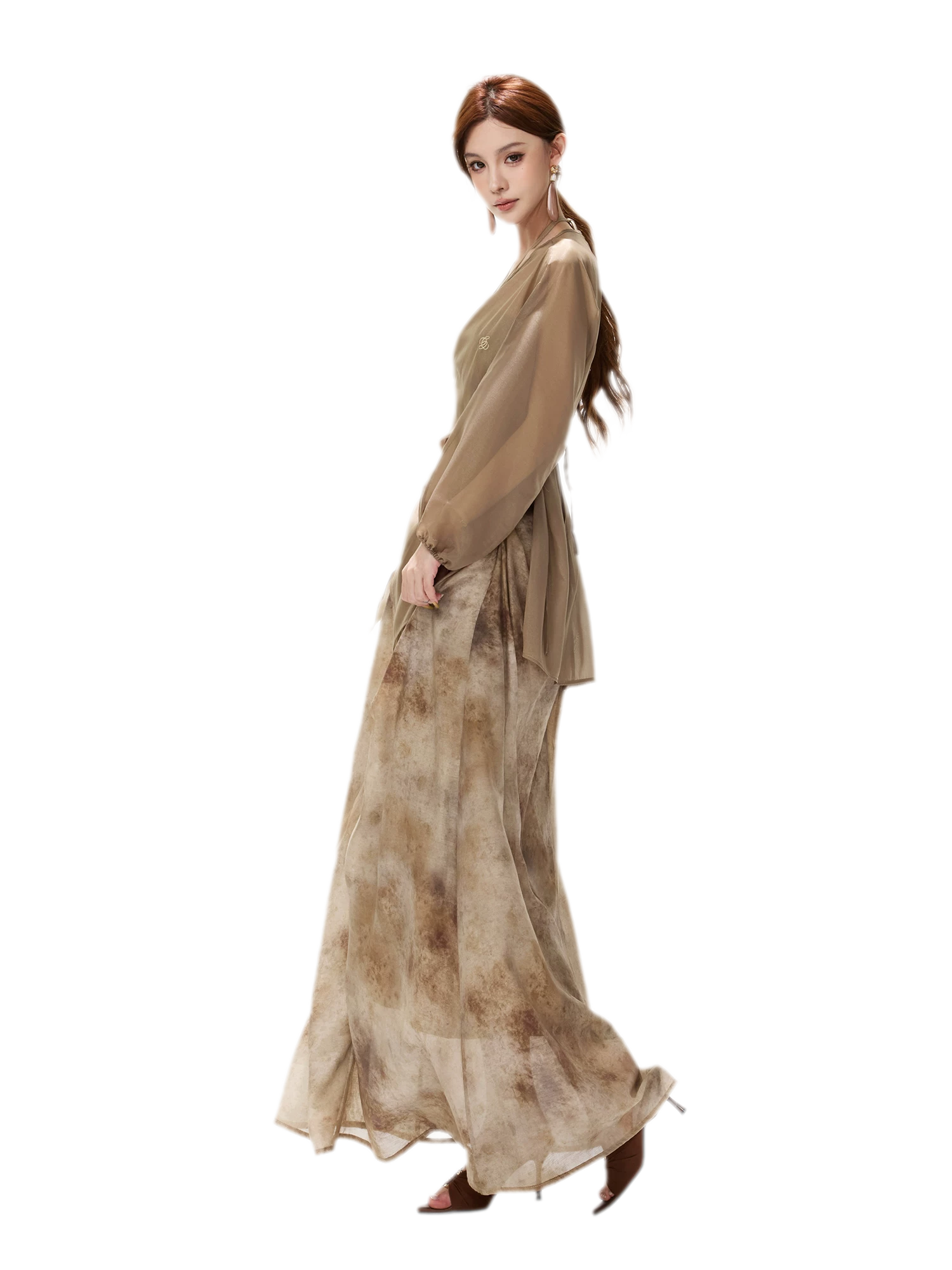 Sheer Wrap Asymmetric Blouse