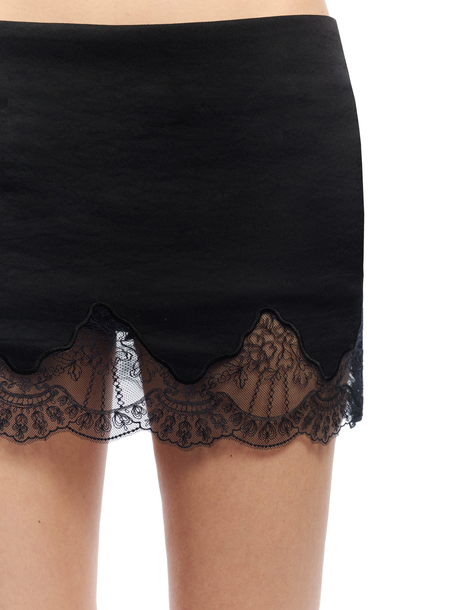 Lace Panel Embroidered Cut-Out Mini Skirt