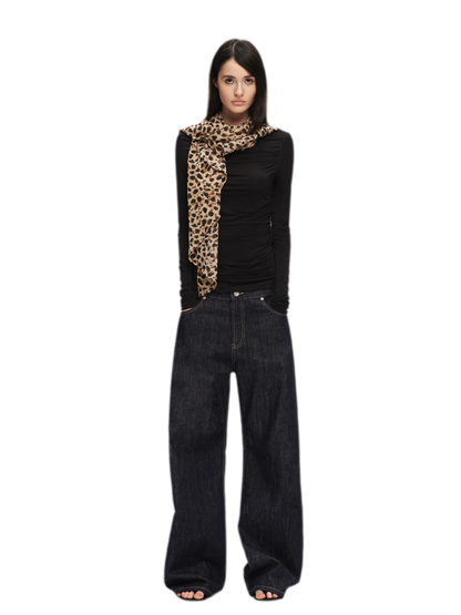 Modal Ruched Fitted Long-Sleeve T-Shirt