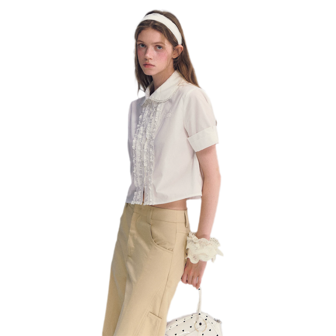 Lace Collar Cotton Shirt