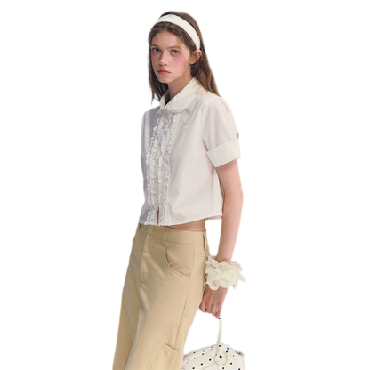 Lace Collar Cotton Shirt