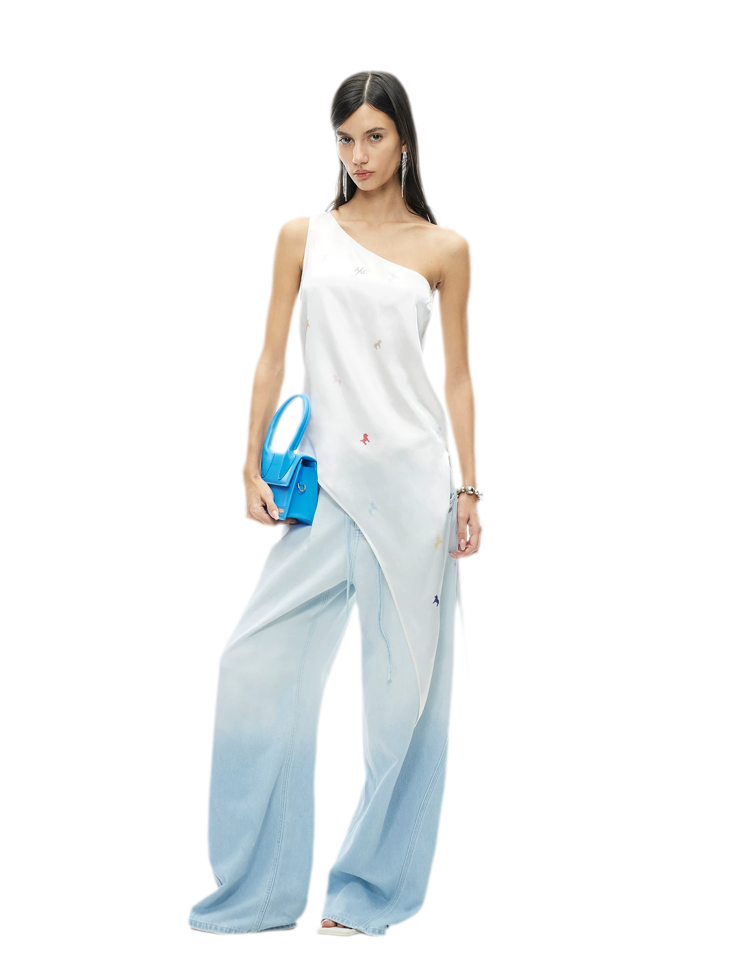 Acetate Satin Camisole with Horse Print