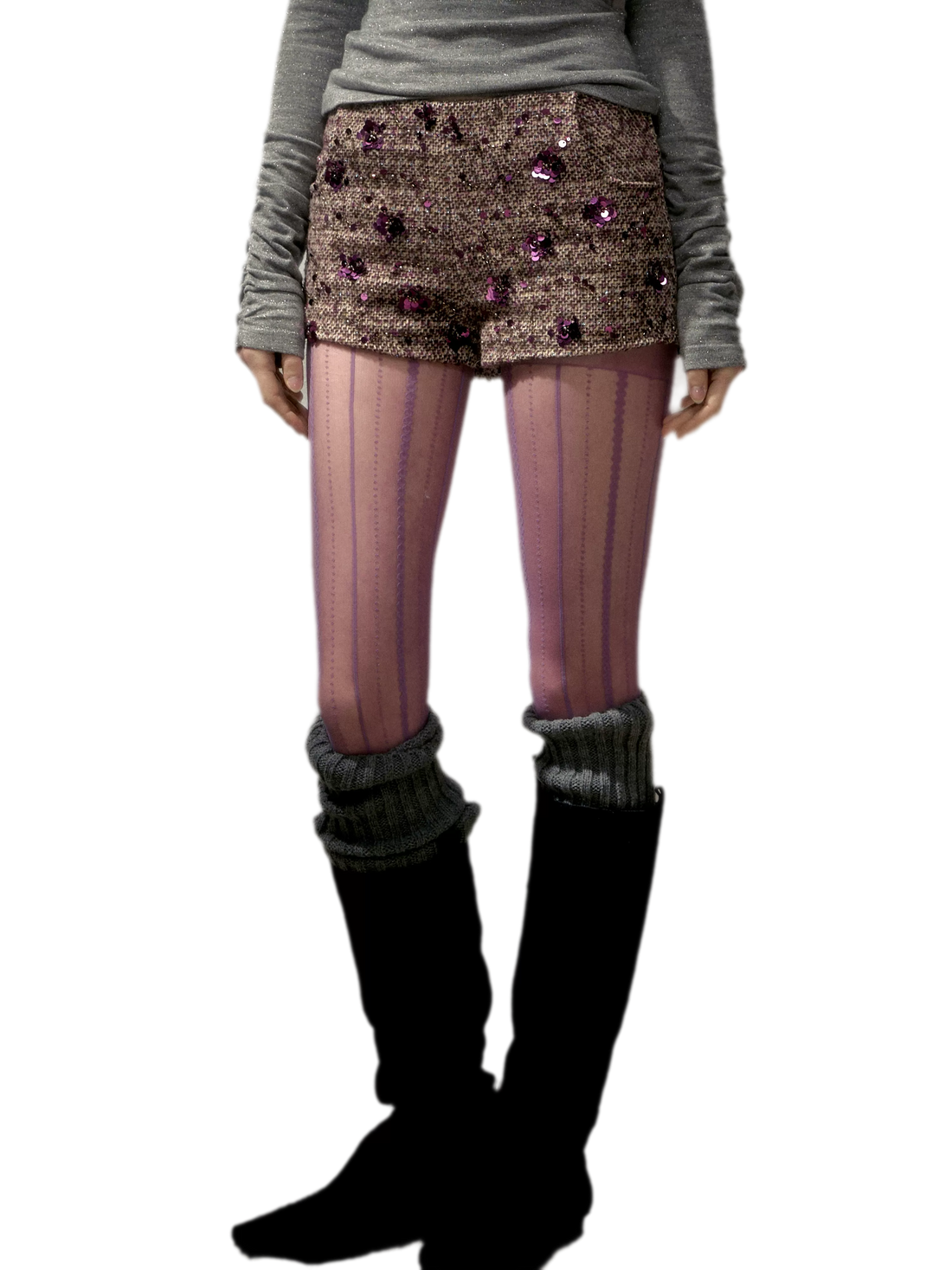 Sequin Bouclé Fitted Shorts