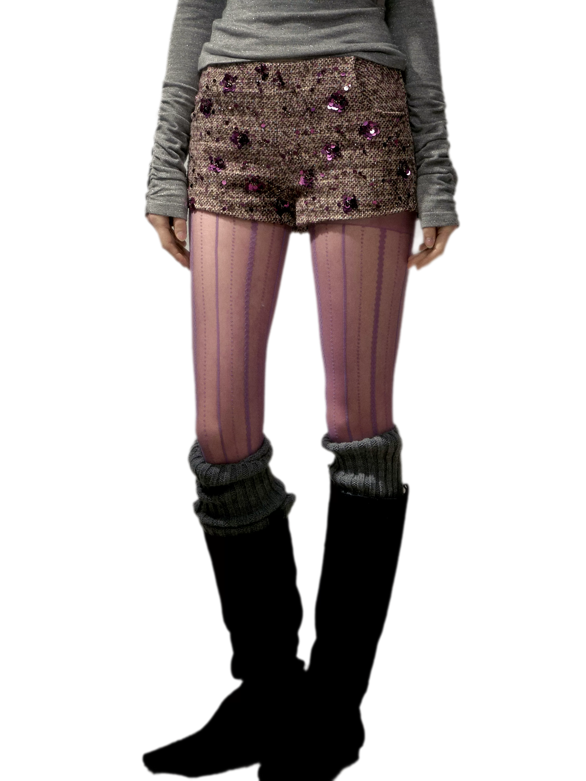 Sequin Bouclé Fitted Shorts