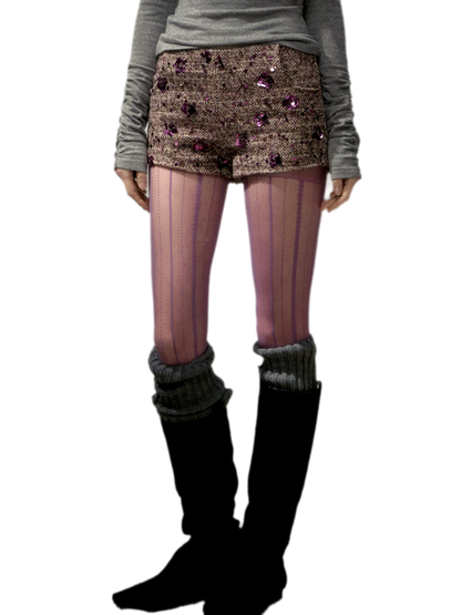 Sequin Bouclé Fitted Shorts