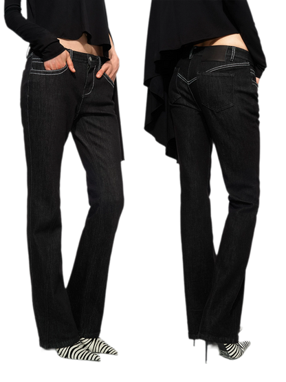 Tencel Geometric Panel Straight-Leg Jeans
