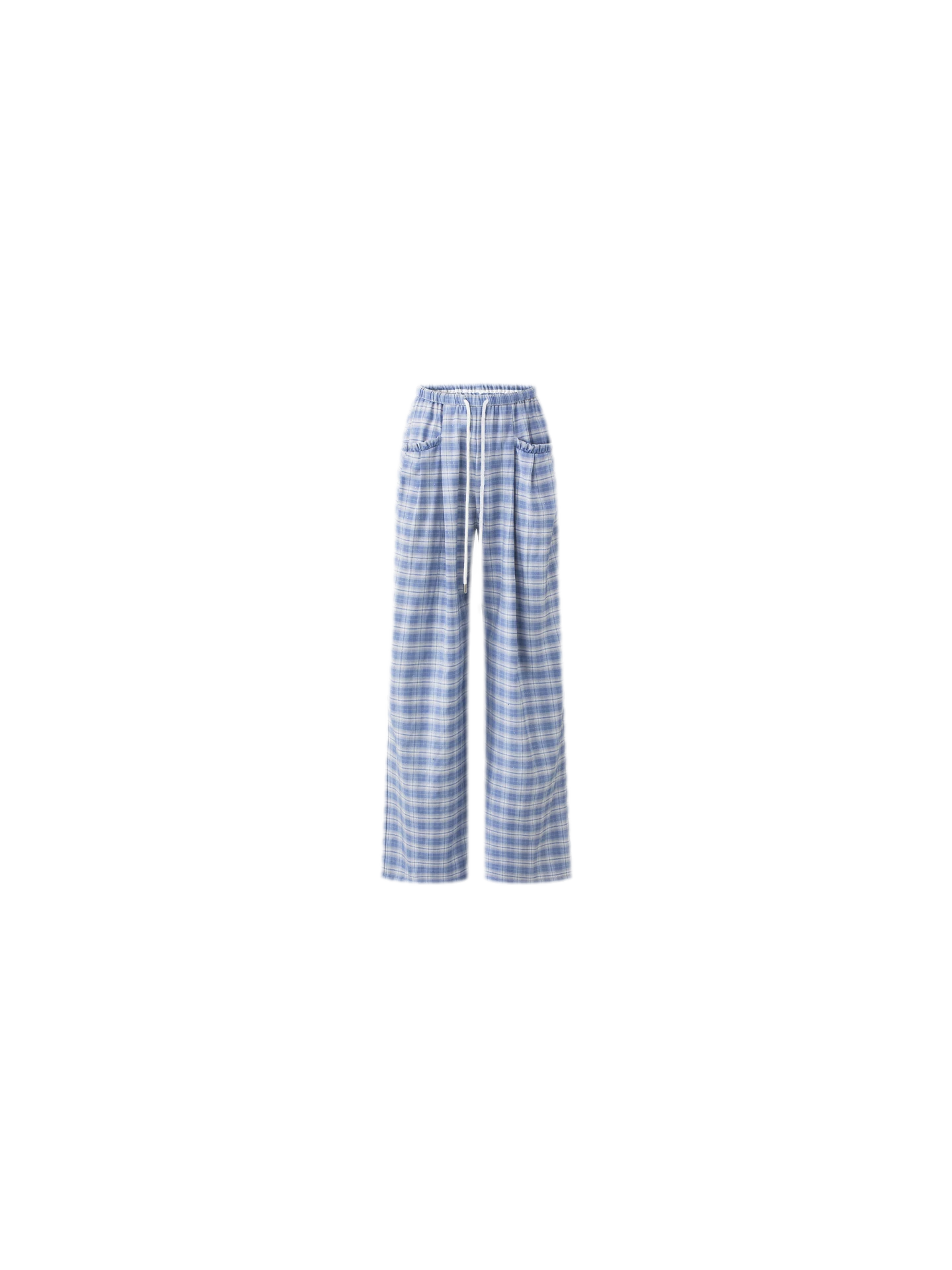 Lace Trim Plaid Wide-Leg Pants
