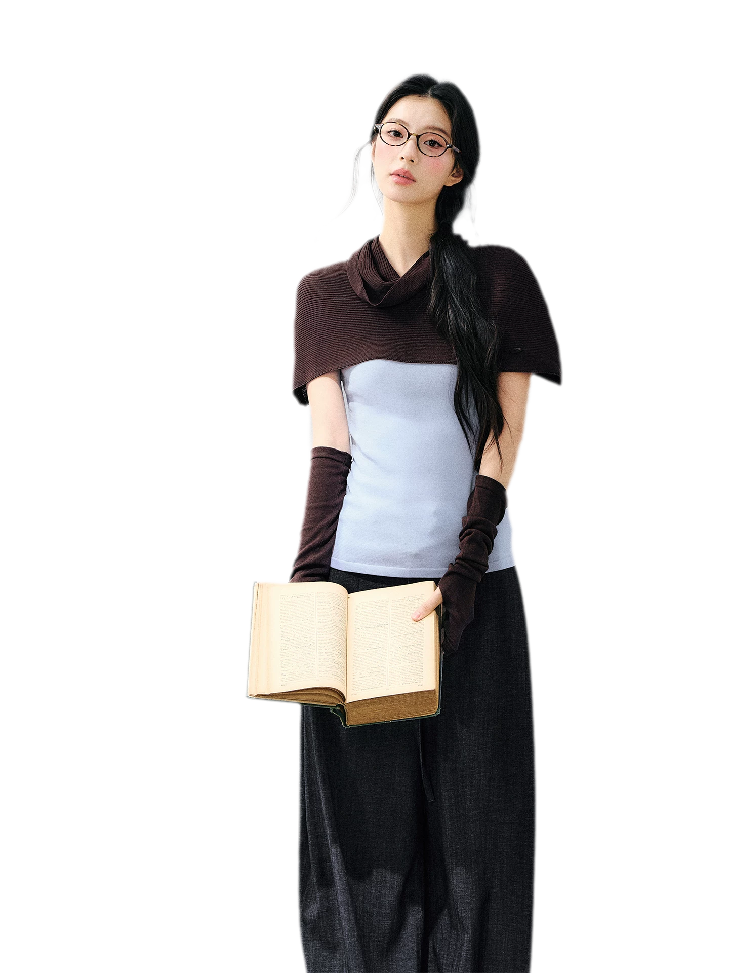 Detachable Knit Cape Set