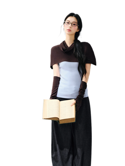 Detachable Knit Cape Set