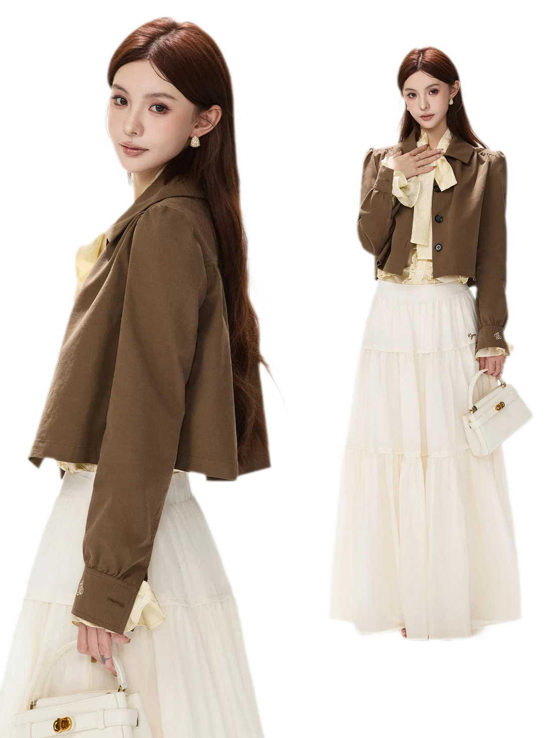 Vintage Puff Sleeve Cropped Jacket