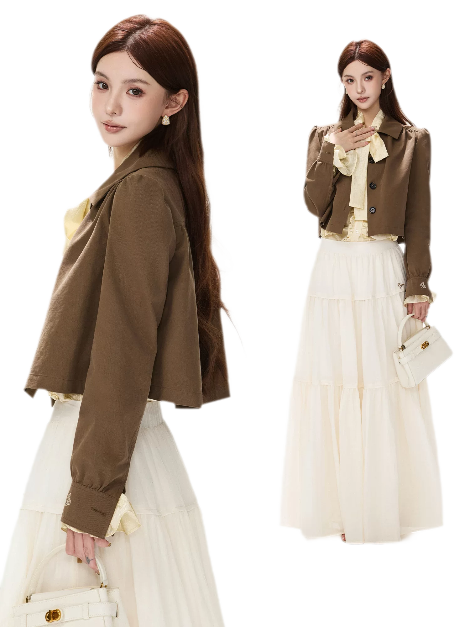 Vintage Puff Sleeve Cropped Jacket