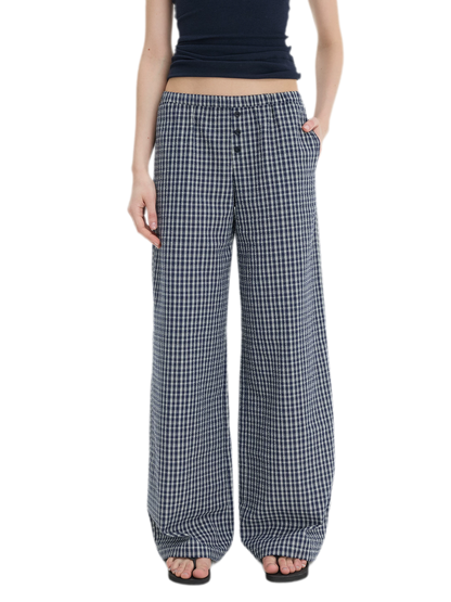 Textured Check Wide-Leg Trousers