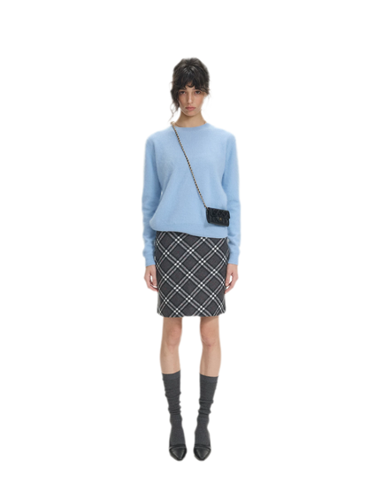 Diagonal Plaid A-Line Midi Skirt