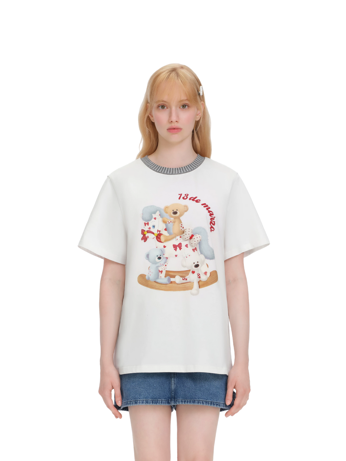 Loose Cotton T-shirt with Rocking