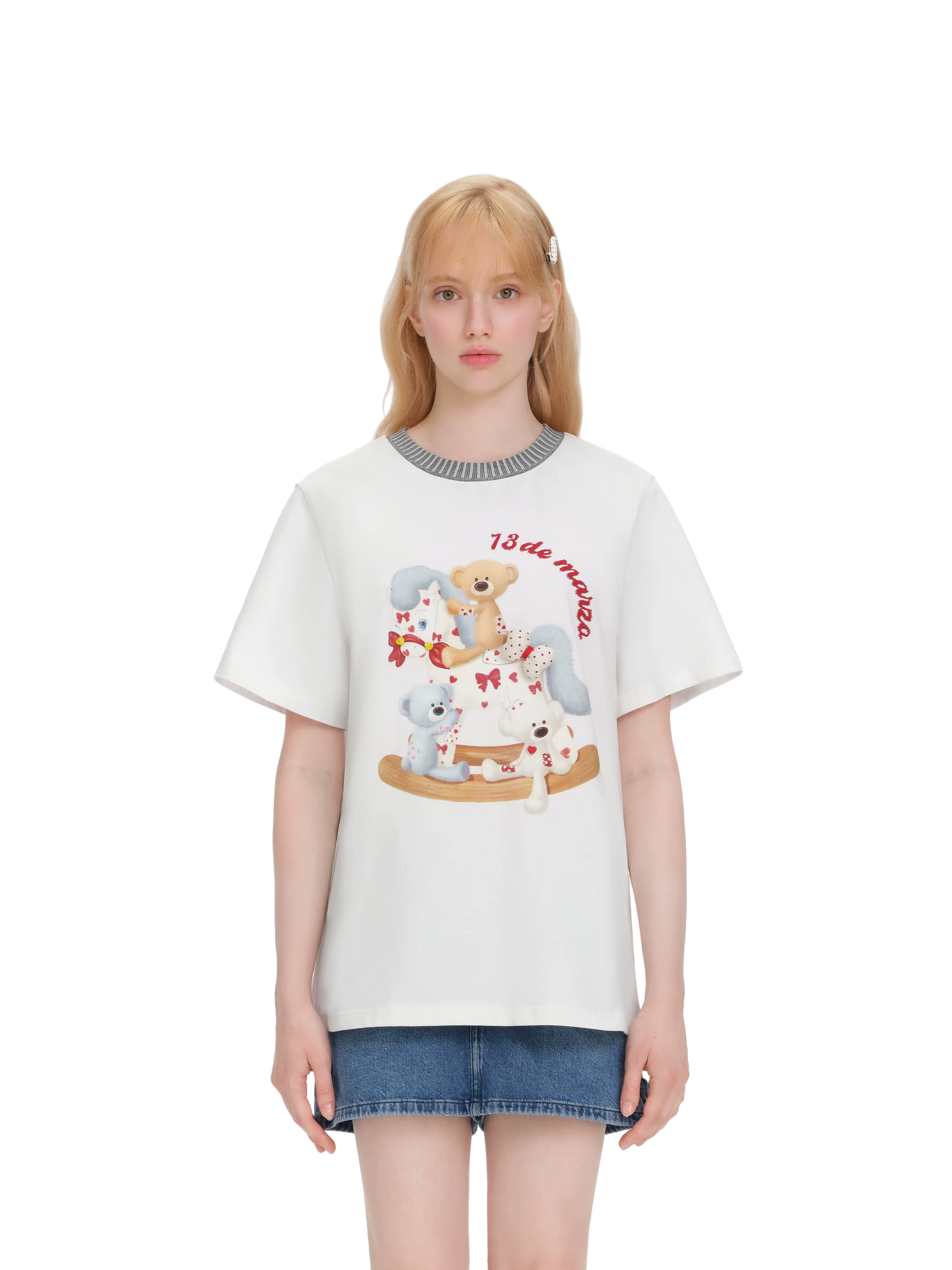 Loose Cotton T-shirt with Rocking